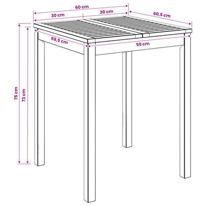 Outdoor Table Natural Wood 60x60.5x75cm