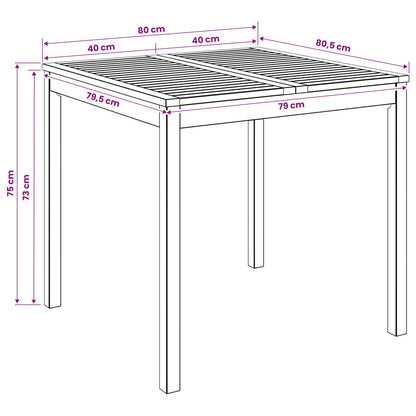Garden Table Natural Acacia 80x80.5x75cm