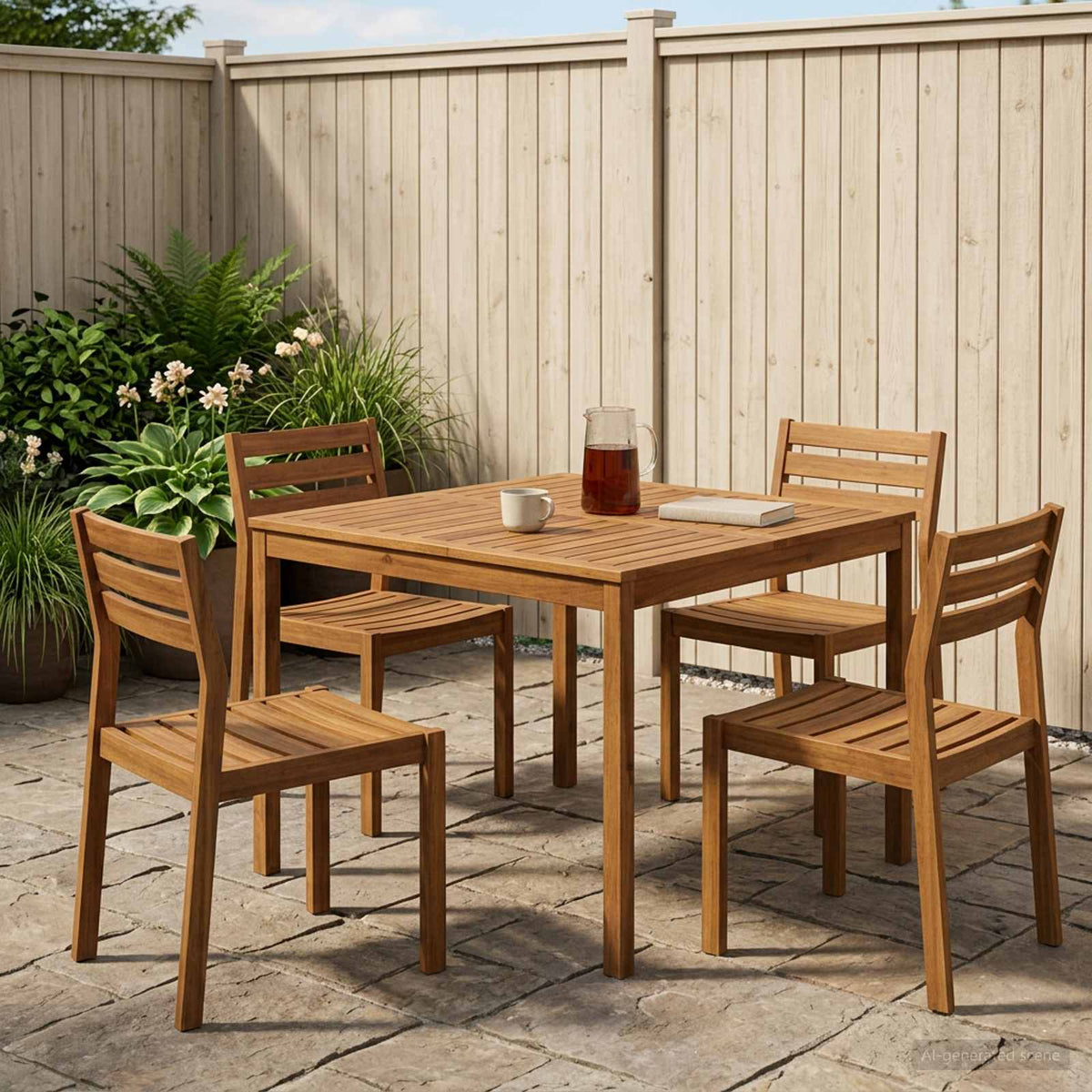 Outdoor Table Natural Acacia 110x108.5x75cm