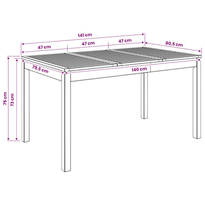 Outdoor Table Natural Acacia 141x80.5x75cm
