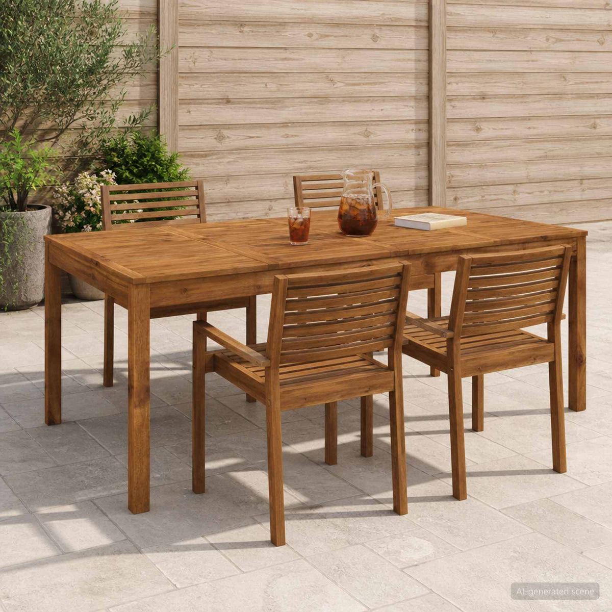 Outdoor Table Natural Wood 196x100.5x75cm