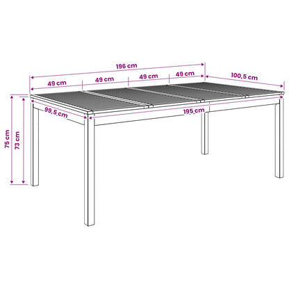 Outdoor Table Natural Wood 196x100.5x75cm