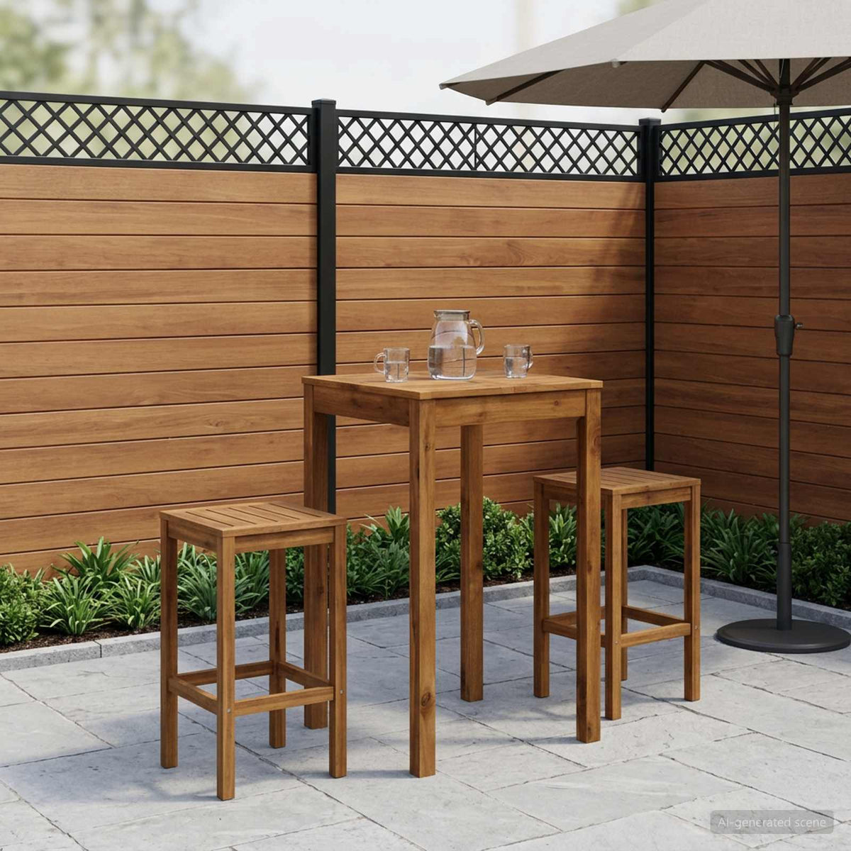 Outdoor Bar Table Natural Acacia 60x60.5x105cm