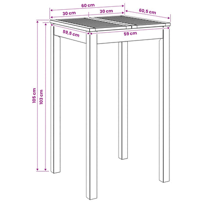 Outdoor Bar Table Natural Acacia 60x60.5x105cm