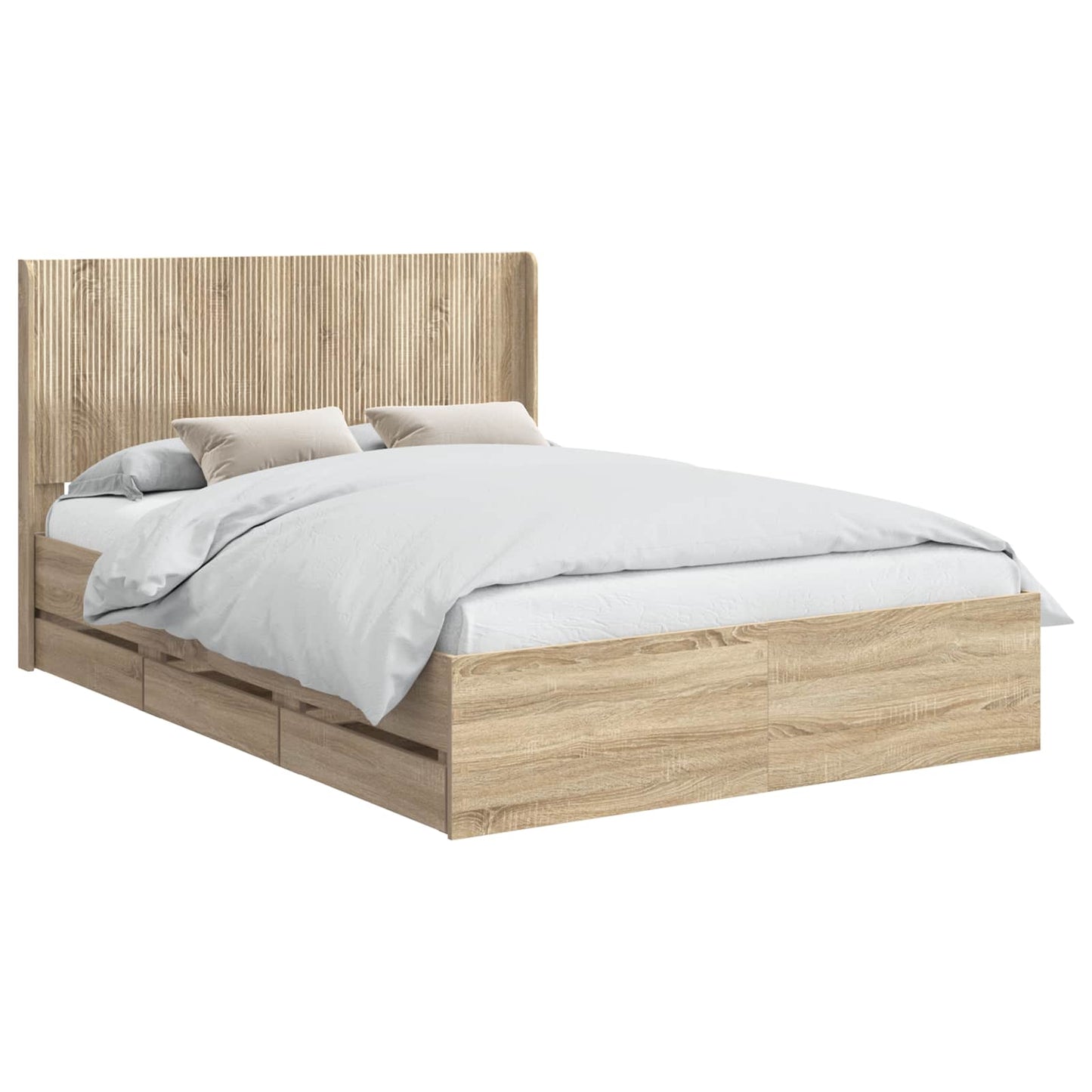 Oak Bed Frame With Storage 156.5 cm x 203 cm x 100 cm