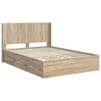 Oak Bed Frame With Storage 156.5 cm x 203 cm x 100 cm