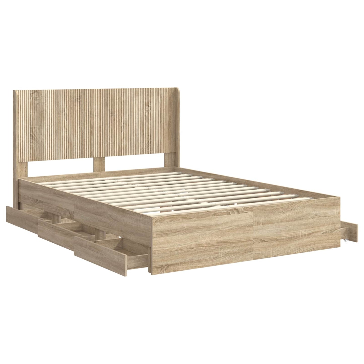 Bed Frame Storage Brown 141.5 cm x 193 cm x 100 cm