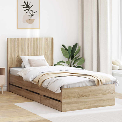 Bed Frame Storage Brown 97 cm x 193 cm x 100 cm