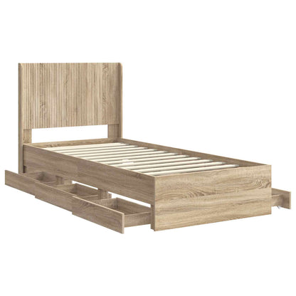 Bed Frame Storage Brown 97 cm x 193 cm x 100 cm