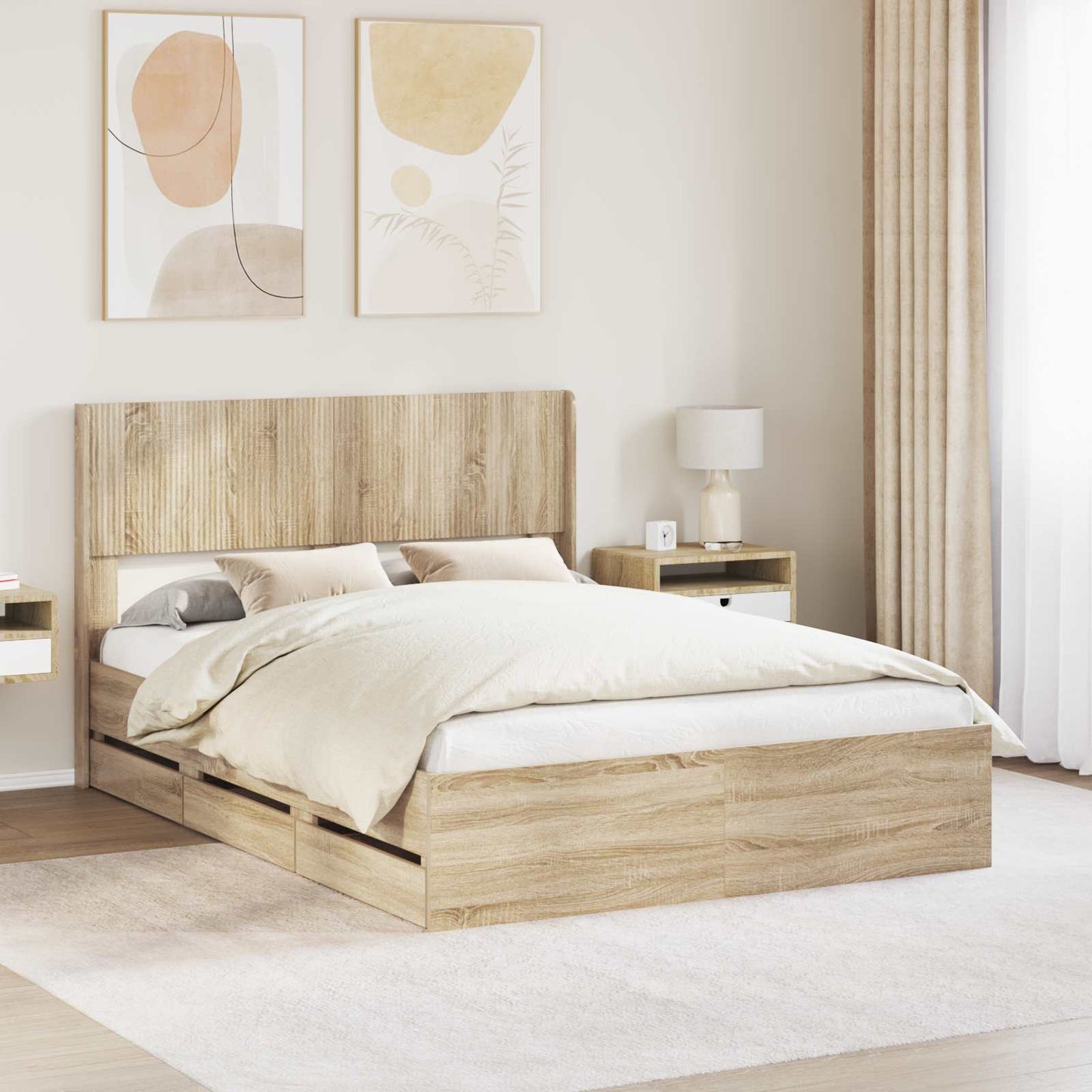 Bed Frame Storage Sonoma Oak 156.5 cm x 203 cm x 100 cm