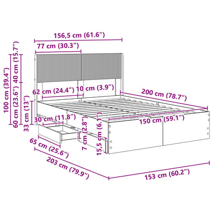Bed Frame Storage Sonoma Oak 156.5 cm x 203 cm x 100 cm