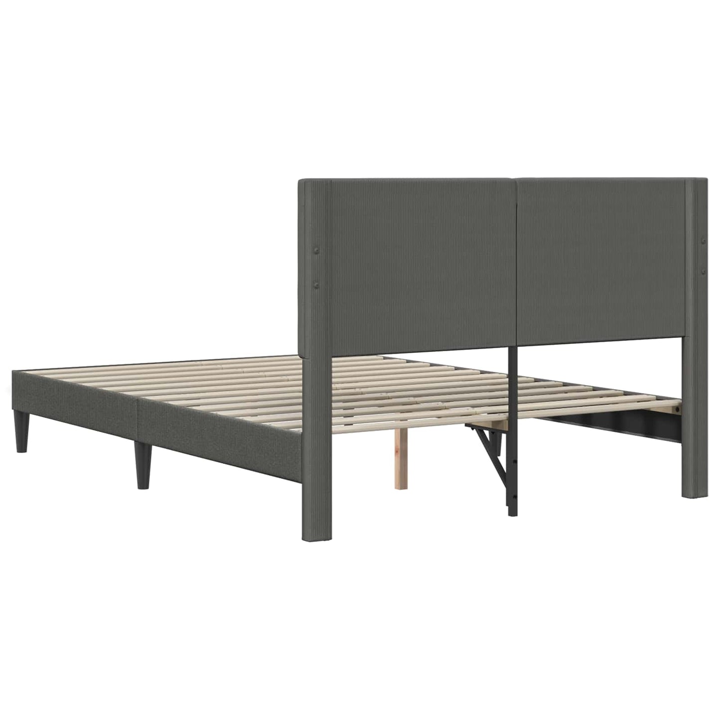 Double Bed Frame Headboard Dark Grey Corduroy | HomeAndLivin