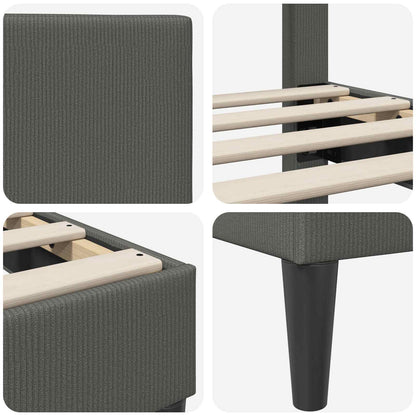 Queen Bed Frame Headboard Dark Grey Corduroy | HomeAndLiving