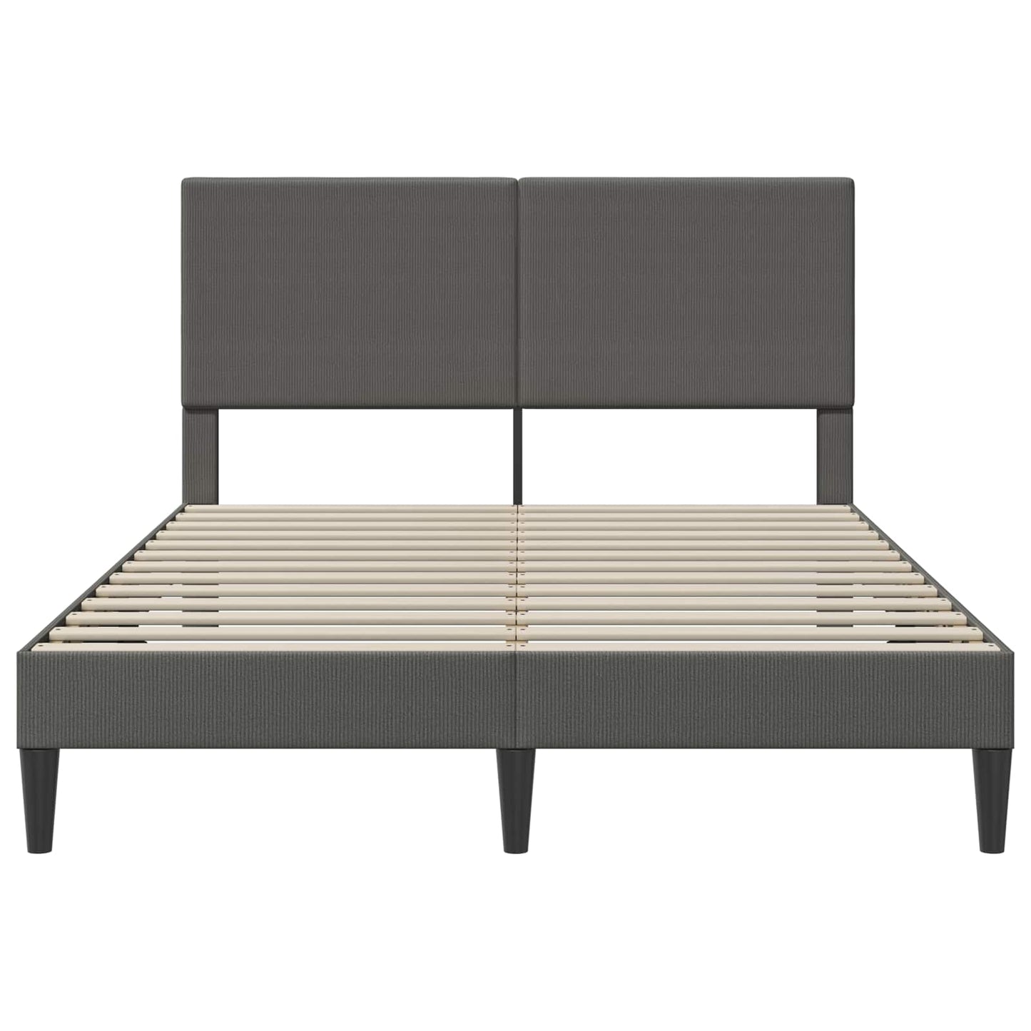 Queen Bed Frame Headboard Dark Grey Corduroy | HomeAndLiving