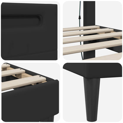 Black Faux Leather Bed Frame Double | HomeAndLiving