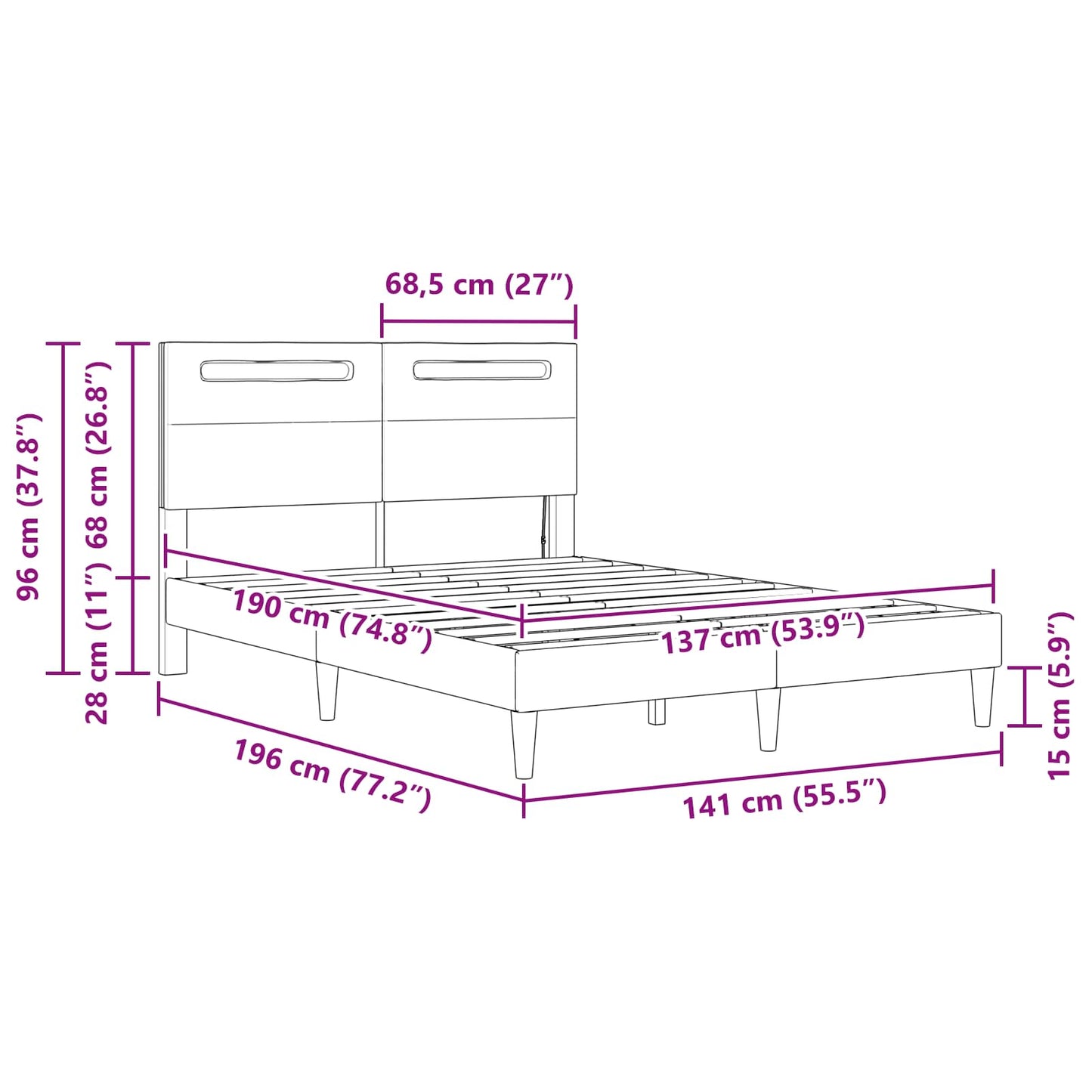 Black Faux Leather Bed Frame Double | HomeAndLiving