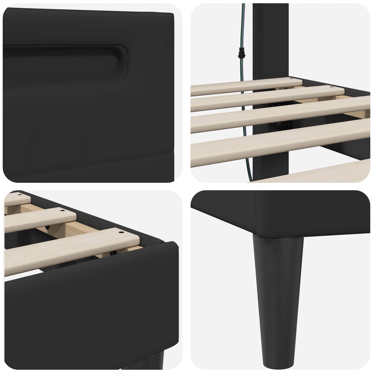 Queen Faux Leather Bed Frame Black | HomeAndLiving