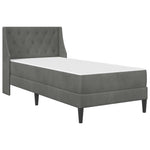 Single Bed Frame Dark Grey with Mattress Velvet Upholstered Plywood