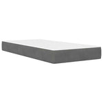 Single Bed Frame Dark Grey with Mattress Velvet Upholstered Plywood