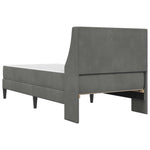 Single Bed Frame Dark Grey with Mattress Velvet Upholstered Plywood