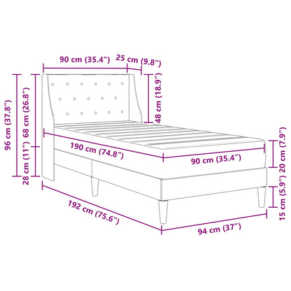 Single Bed Frame Dark Grey with Mattress Velvet Upholstered Plywood
