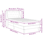 Single Bed Frame Dark Grey with Mattress Velvet Upholstered Plywood