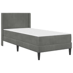 Single Bed Frame with Mattress Velvet Upholstered Plywood Slatted Foam Comfort Dark Grey