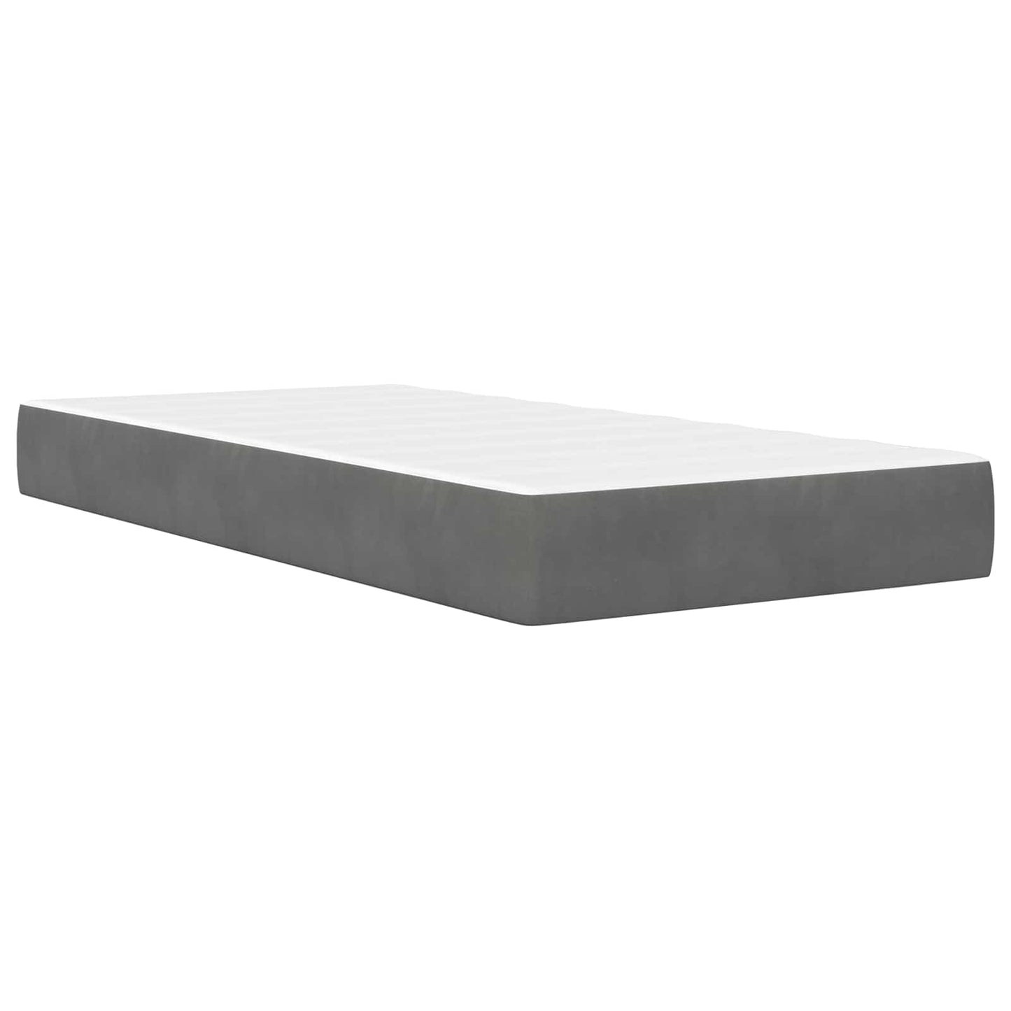 Single Bed Frame with Mattress Velvet Upholstered Plywood Slatted Foam Comfort Dark Grey