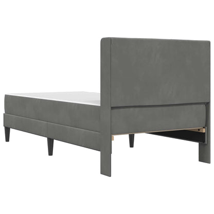 Single Bed Frame with Mattress Velvet Upholstered Plywood Slatted Foam Comfort Dark Grey