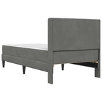 Single Bed Frame with Mattress Velvet Upholstered Plywood Slatted Foam Comfort Dark Grey