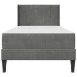 Single Bed Frame with Mattress Velvet Upholstered Plywood Slatted Foam Comfort Dark Grey