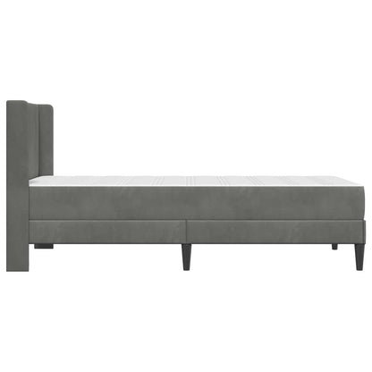 Single Bed Frame with Mattress Velvet Upholstered Plywood Slatted Foam Comfort Dark Grey