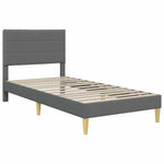 Single Bed Frame Dark Grey with Mattress Padded Headboard Polyester Upholstered Plywood