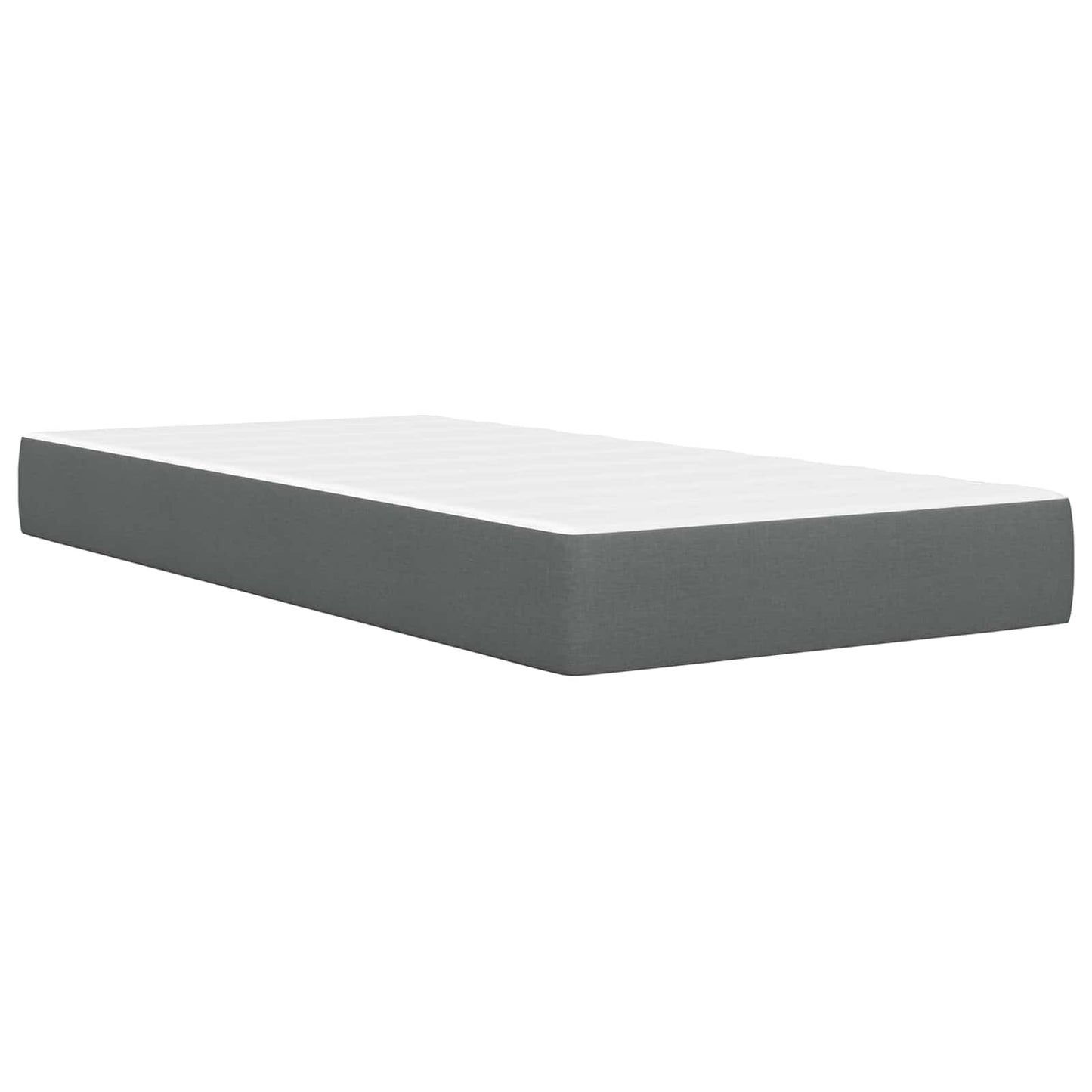 Single Bed Frame Dark Grey with Mattress Padded Headboard Polyester Upholstered Plywood