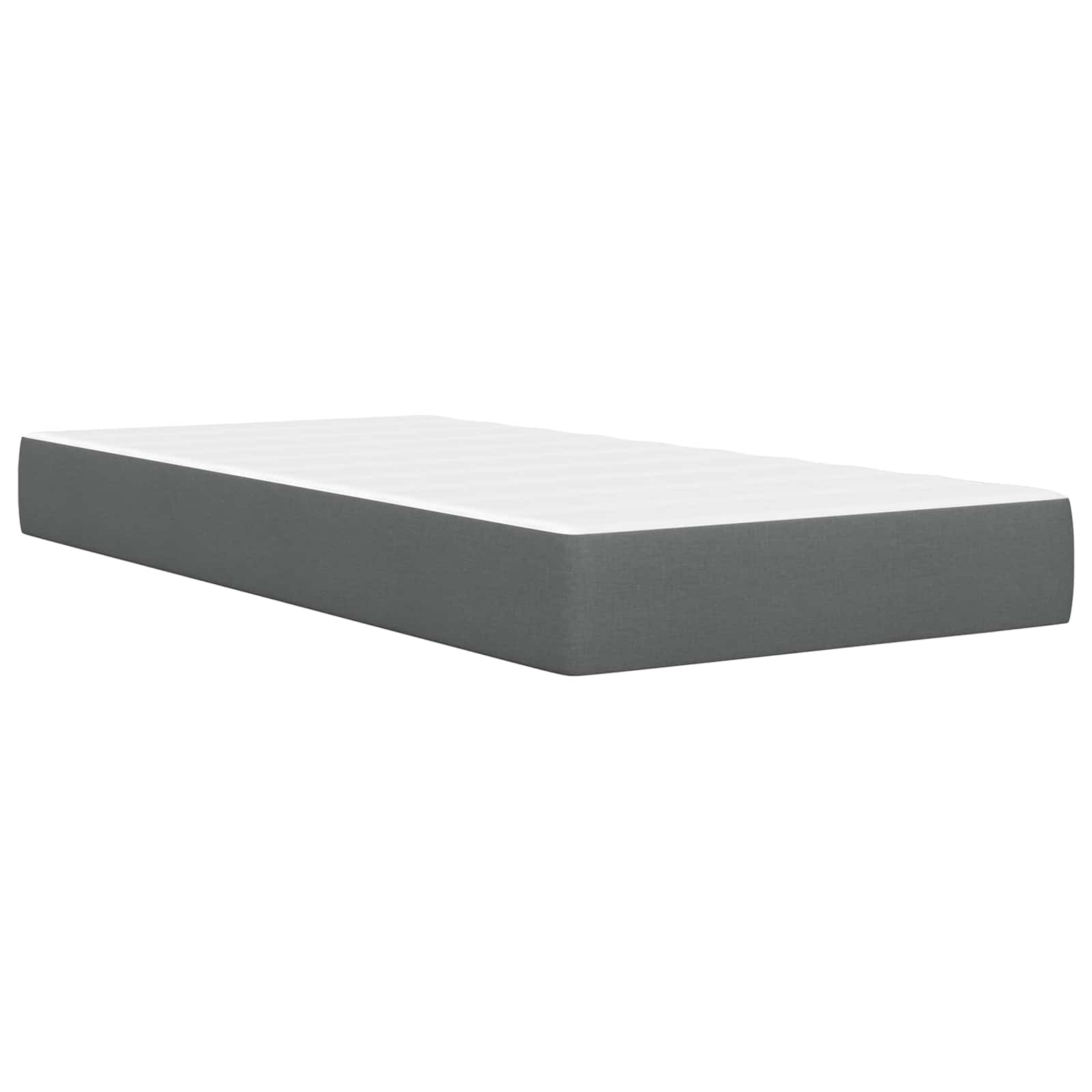 Single Bed Frame Dark Grey with Mattress Padded Headboard Polyester Upholstered Plywood
