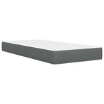 Single Bed Frame Dark Grey with Mattress Padded Headboard Polyester Upholstered Plywood