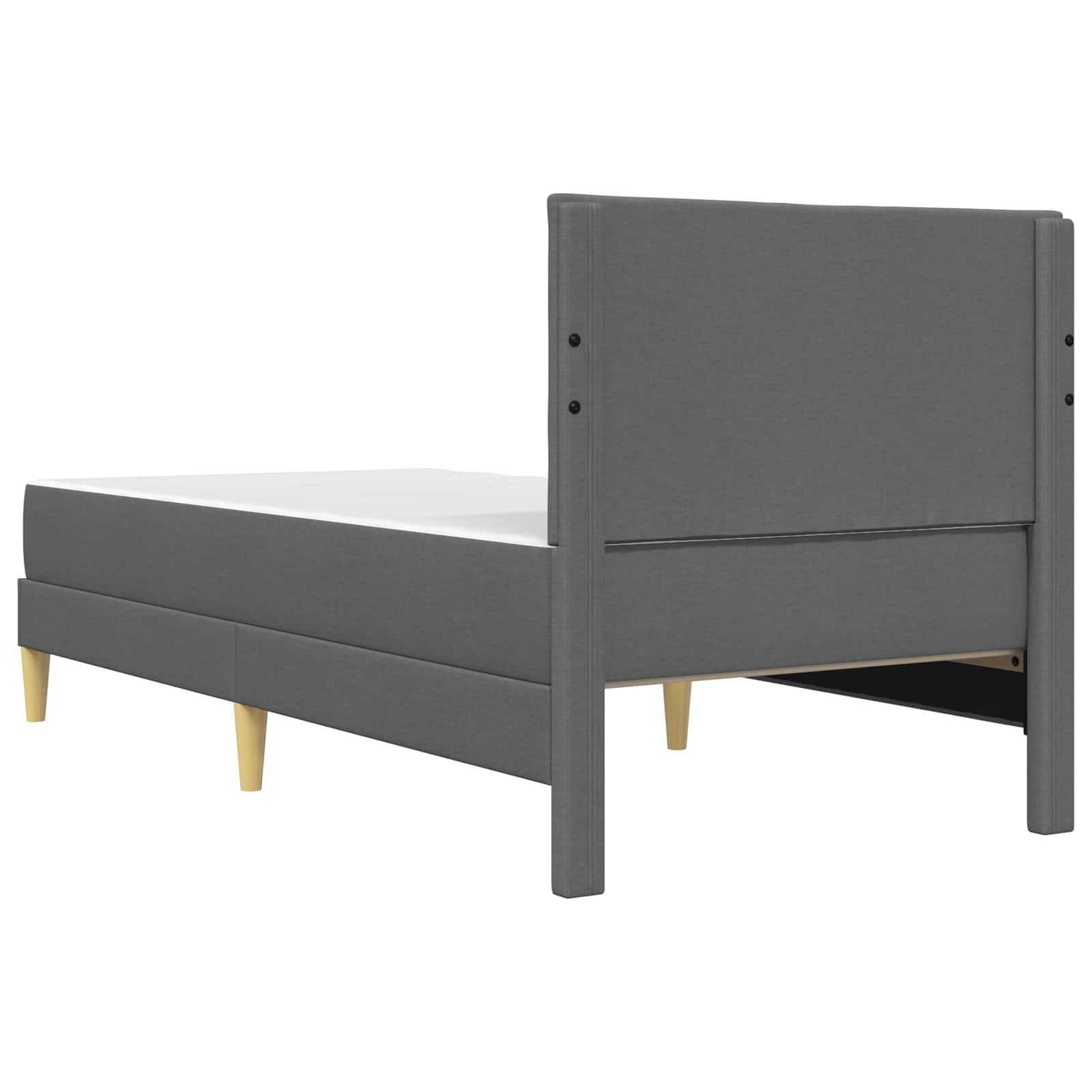 Single Bed Frame Dark Grey with Mattress Padded Headboard Polyester Upholstered Plywood