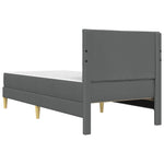 Single Bed Frame Dark Grey with Mattress Padded Headboard Polyester Upholstered Plywood