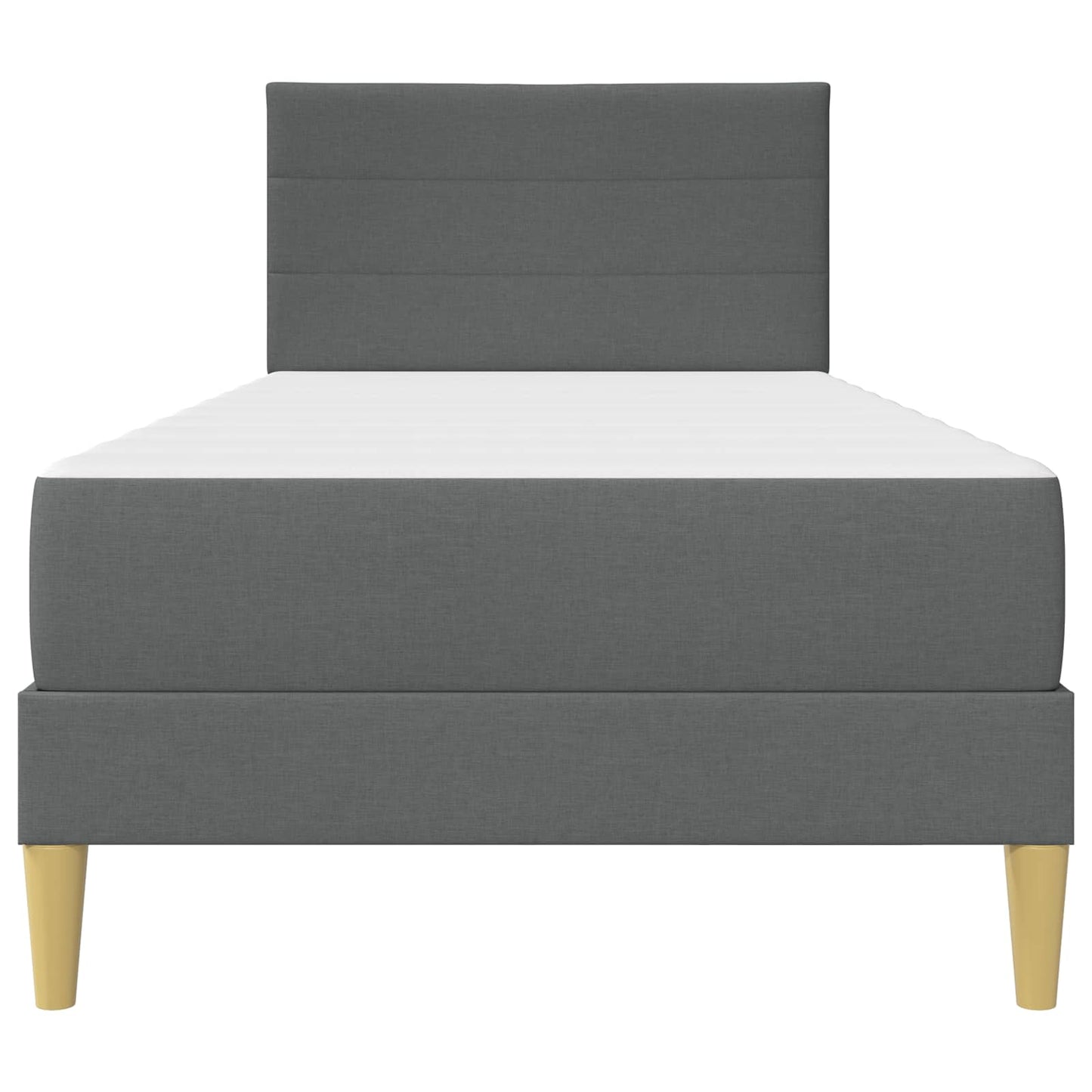 Single Bed Frame Dark Grey with Mattress Padded Headboard Polyester Upholstered Plywood
