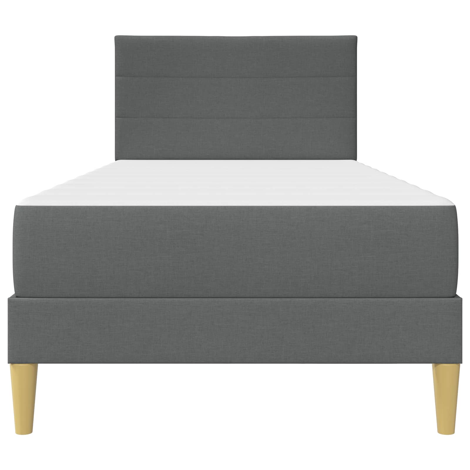 Single Bed Frame Dark Grey with Mattress Padded Headboard Polyester Upholstered Plywood
