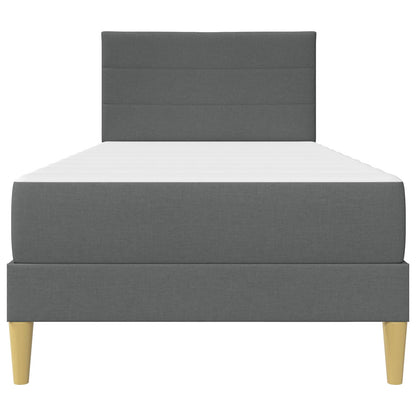 Single Bed Frame Dark Grey with Mattress Padded Headboard Polyester Upholstered Plywood