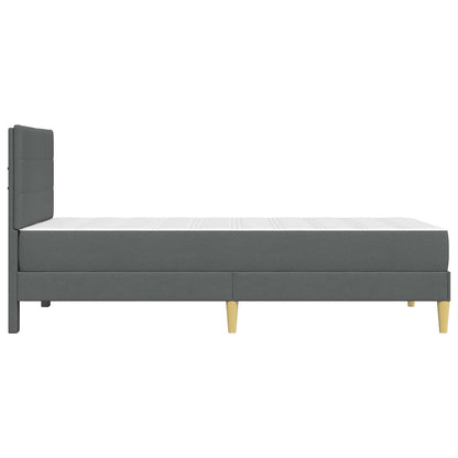 Single Bed Frame Dark Grey with Mattress Padded Headboard Polyester Upholstered Plywood