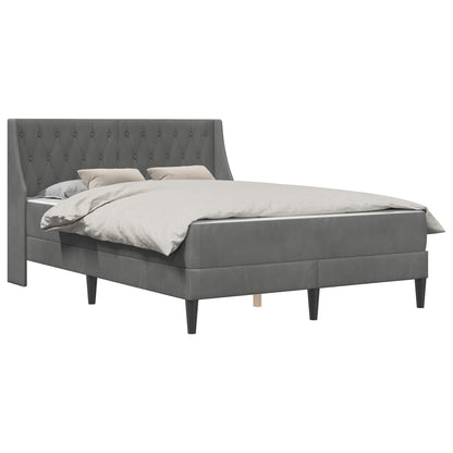 Small Dark Grey Velvet Bed Frame with Mattress Plywood Slatted Base