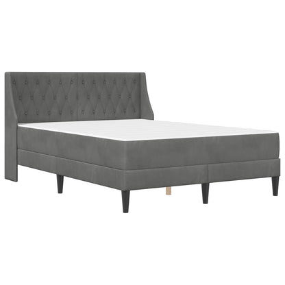 Small Dark Grey Velvet Bed Frame with Mattress Plywood Slatted Base