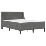 Small Dark Grey Velvet Bed Frame with Mattress Plywood Slatted Base