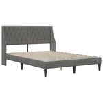 Small Dark Grey Velvet Bed Frame with Mattress Plywood Slatted Base