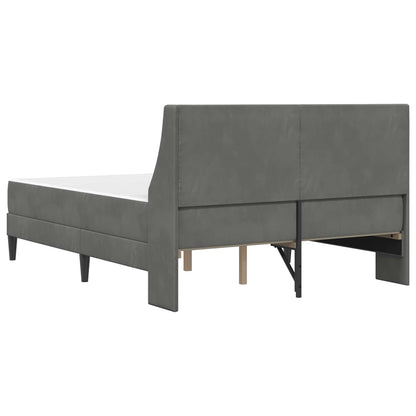 Small Dark Grey Velvet Bed Frame with Mattress Plywood Slatted Base