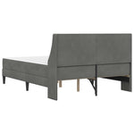Small Dark Grey Velvet Bed Frame with Mattress Plywood Slatted Base