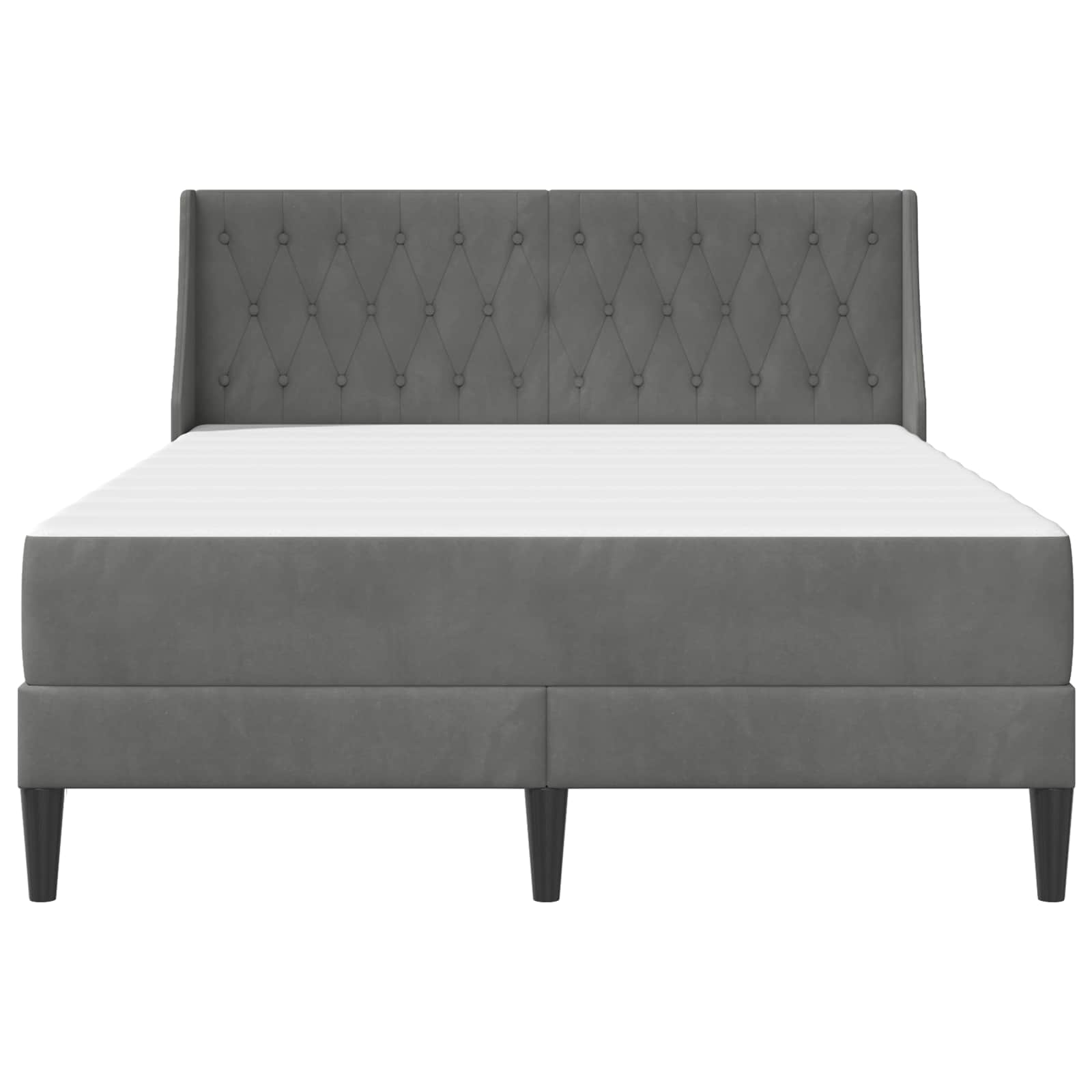 Small Dark Grey Velvet Bed Frame with Mattress Plywood Slatted Base