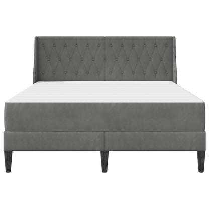 Small Dark Grey Velvet Bed Frame with Mattress Plywood Slatted Base